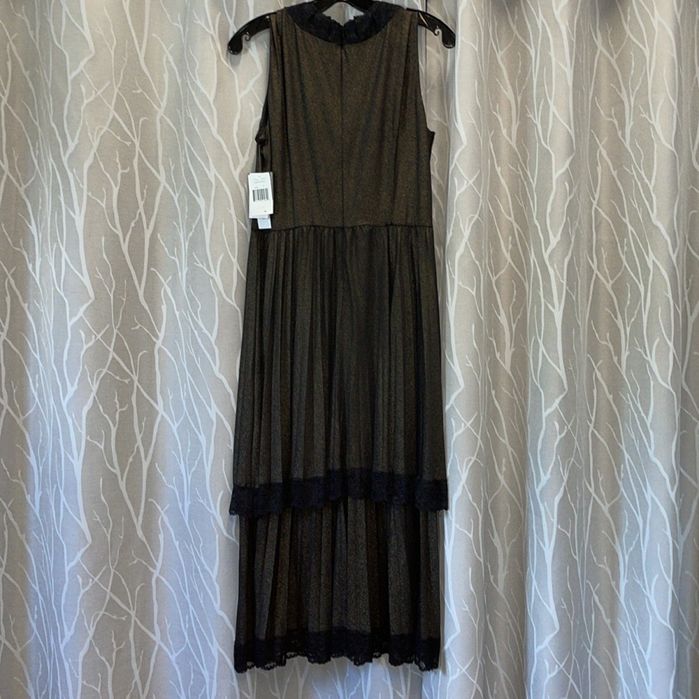 Taylor Black and Bronze Maxi Dress with 2 skirt layers Size 12 NWT - Picture 3 of 5